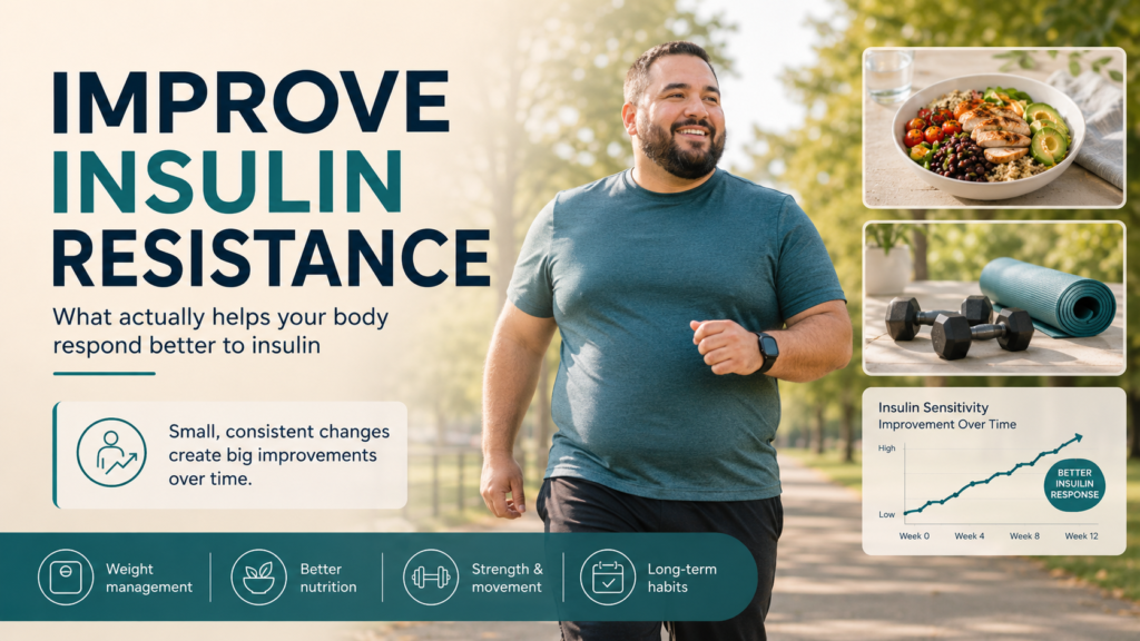 Featured image representing lifestyle-based ways to improve insulin resistance through nutrition, movement and metabolic support