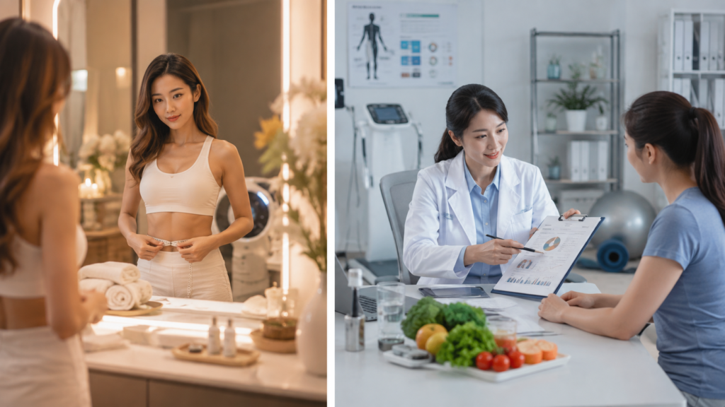 Featured image comparing slimming-focused services and a more comprehensive medical weight loss approach